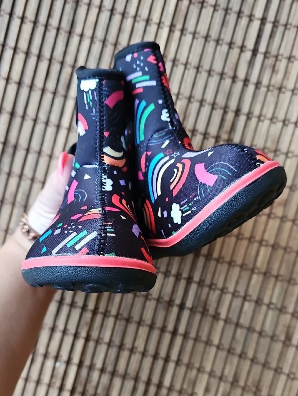 Baby Bogs R-Fun Raindbow Kids Black Rainbow Rain & Snow Bloom Boots AJ